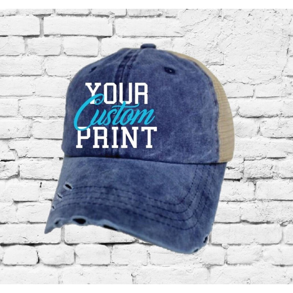 Custom Distressed Trucker Hat Your Embroidery Dad… - image 1